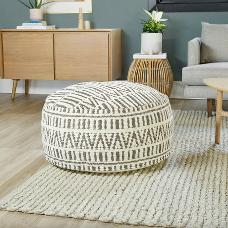 30" Circular Pouf (White/Charcoal) - Pull Up A Couch