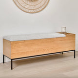 53" MCM-Style Bench (Oak/Everest Gray) - Pull Up A Couch