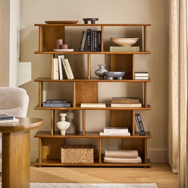 Tall Bookcase, 53" Wide (Smoked Oak) - Pull Up A Couch