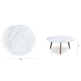 Round Coffee Table w/ Walnut Legs (Marble) - Pull Up A Couch