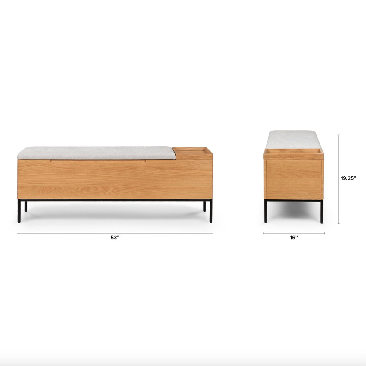 53" MCM-Style Bench (Oak/Everest Gray) - Pull Up A Couch