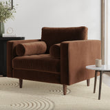 42" Tufted Velvet Lounge Chair (Pacific Brown) - Pull Up A Couch