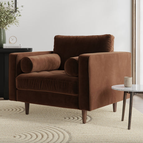 42" Tufted Velvet Lounge Chair (Pacific Brown) - Pull Up A Couch