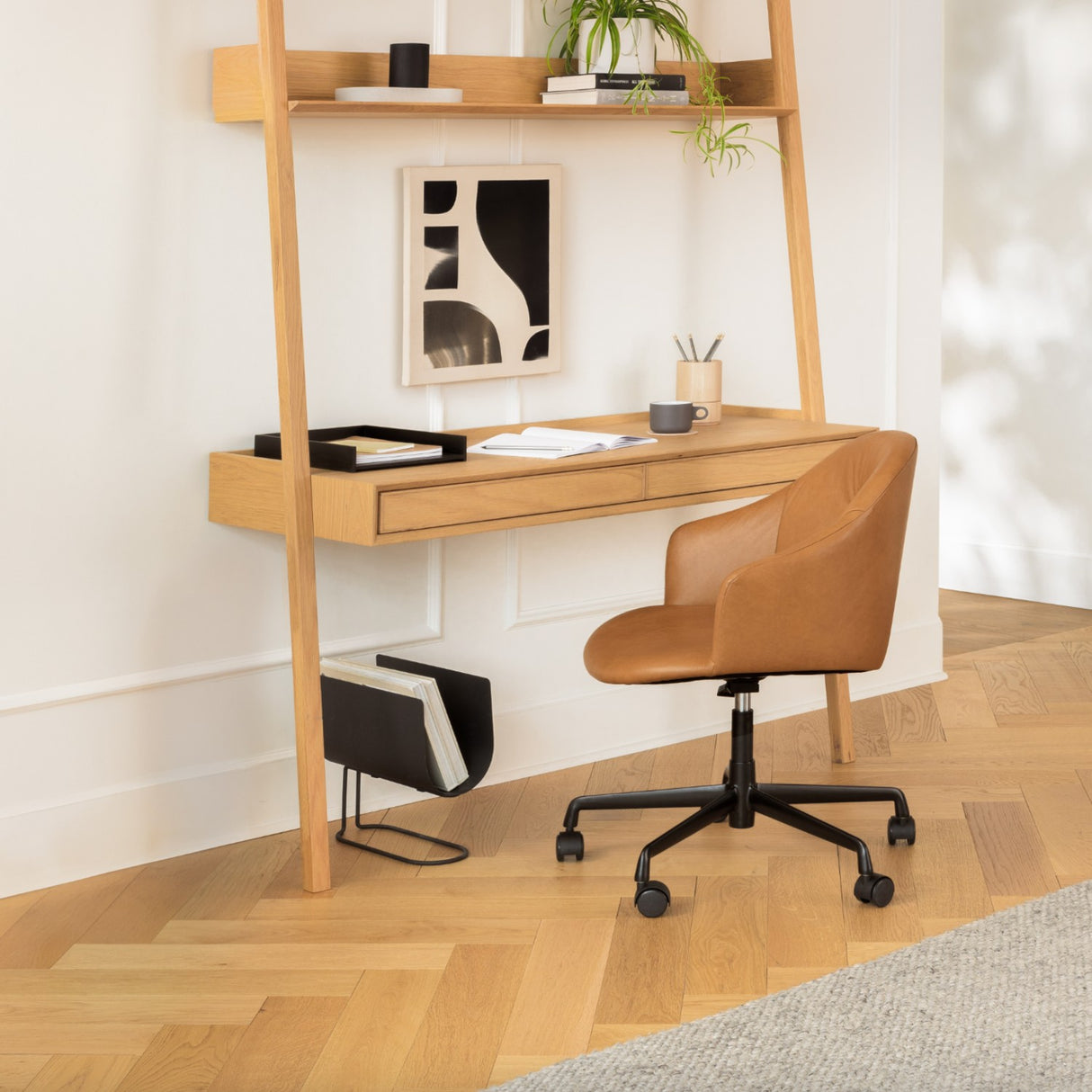51.5" Wide Leaning Desk (Natural Oak) - Pull Up A Couch