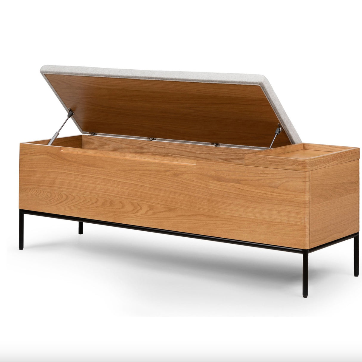 53" MCM-Style Bench (Oak/Everest Gray) - Pull Up A Couch