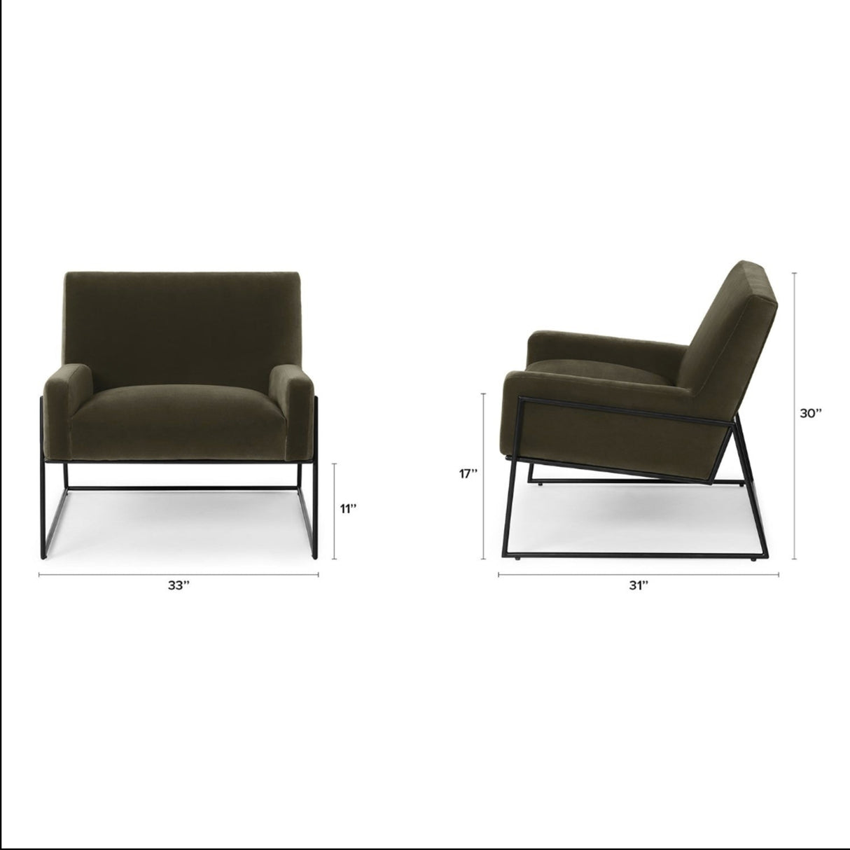 33" Velvet Lounge Chair (Juniper Green) - Pull Up A Couch