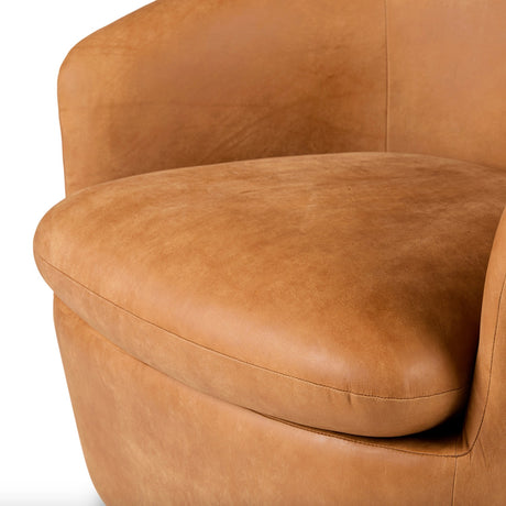 32.5" Rawhide Leather Swivel Chair (Tan) - Pull Up A Couch
