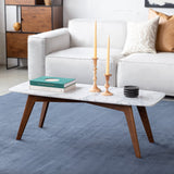 Rectangular Coffee Table w/ Marble Top (Walnut) - Pull Up A Couch