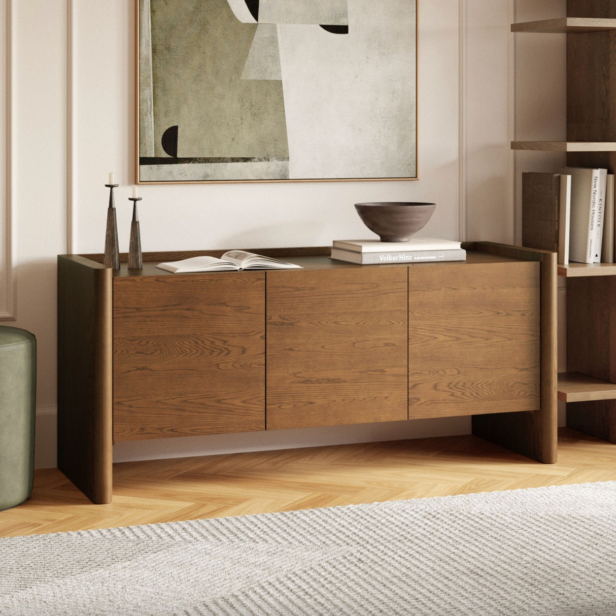 54" Media Unit w/ Storage (Smoked Oak) - Pull Up A Couch