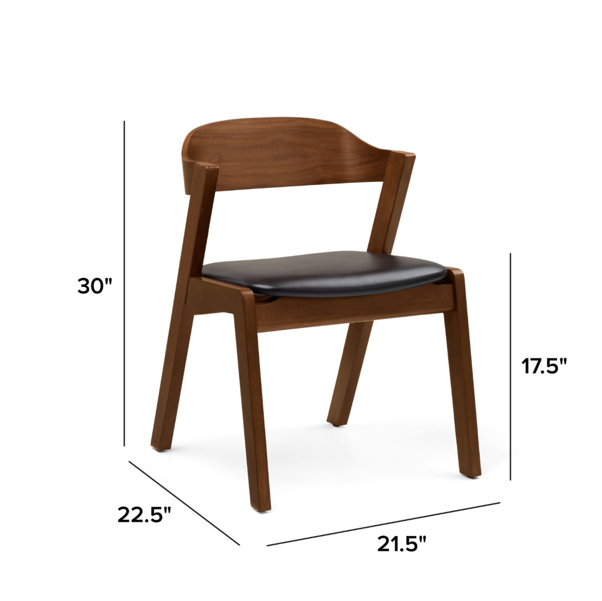 Genuine Leather Dining Chair (Walnut/Oxford Black) - Pull Up A Couch