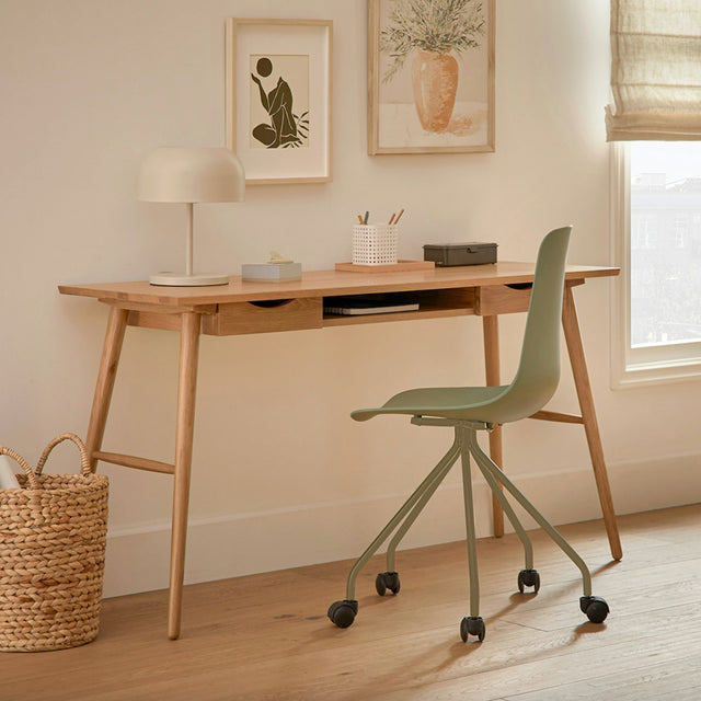 55" MCM Desk w/ Storage (Oak) - Pull Up A Couch