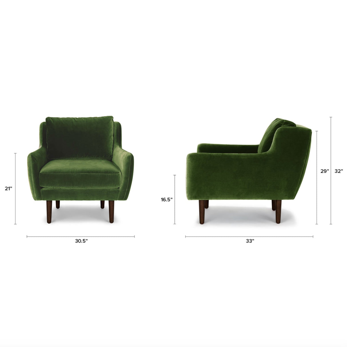 30.5" Velvet Lounge Chair (Grass Green) - Pull Up A Couch