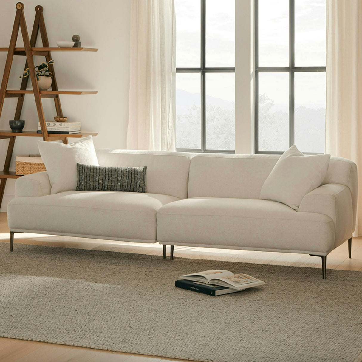 91" Modular Sofa w/ Metal Legs (Quartz White) - Pull Up A Couch