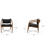 25" Leather Lounge Chair (Black/Walnut) - Pull Up A Couch