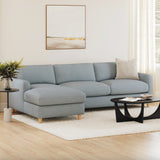 114" Sleeper Sectional w/ Storage Chaise (Silver Light Blue) - Pull Up A Couch