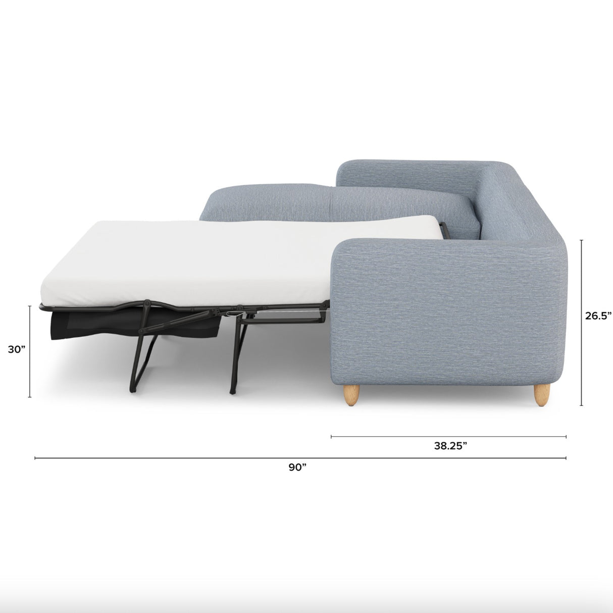 114" Sleeper Sectional w/ Storage Chaise (Silver Light Blue) - Pull Up A Couch