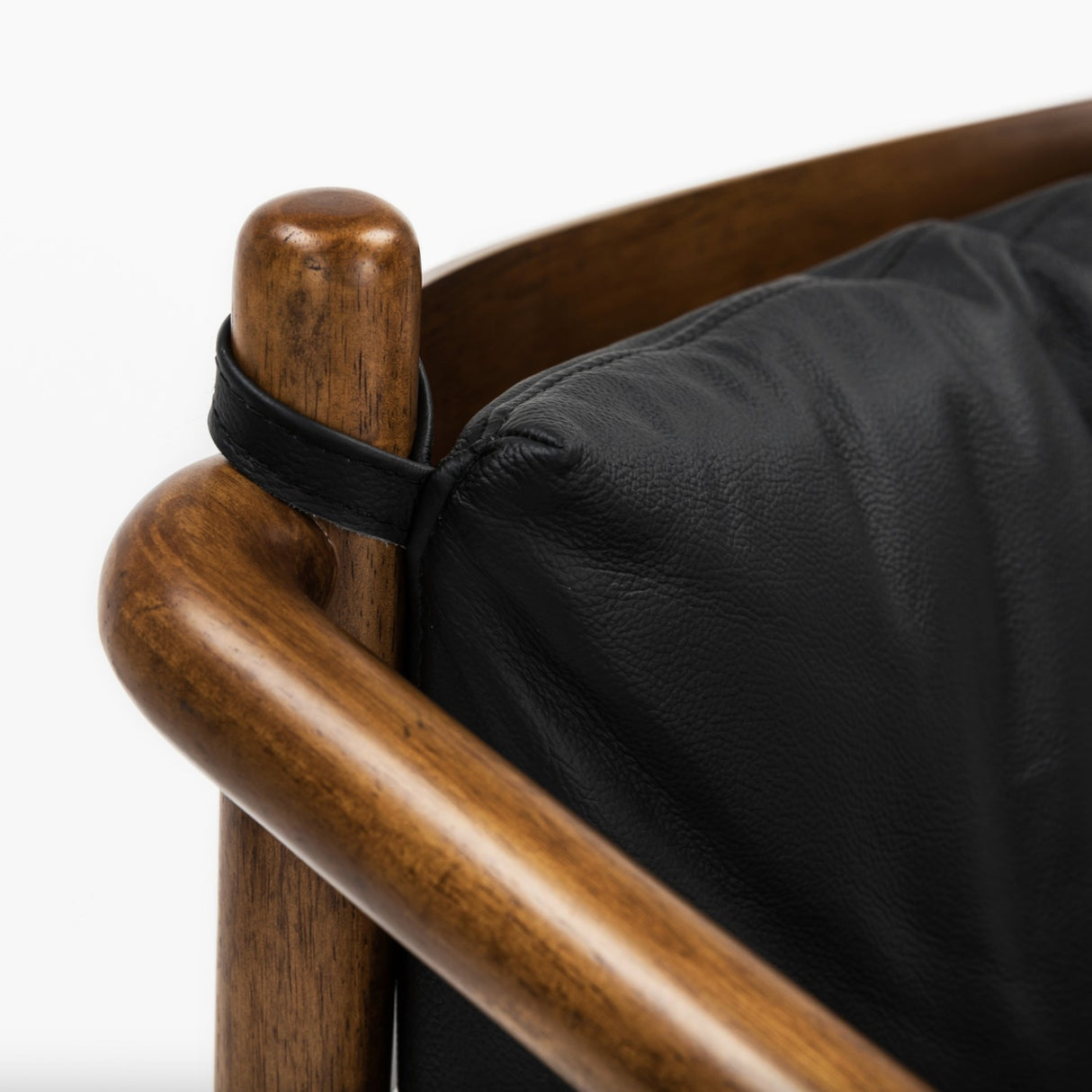 25" Leather Lounge Chair (Black/Walnut) - Pull Up A Couch