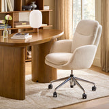 Executive High-Back Office Chair (Ivory Wool Bouclé) - Pull Up A Couch