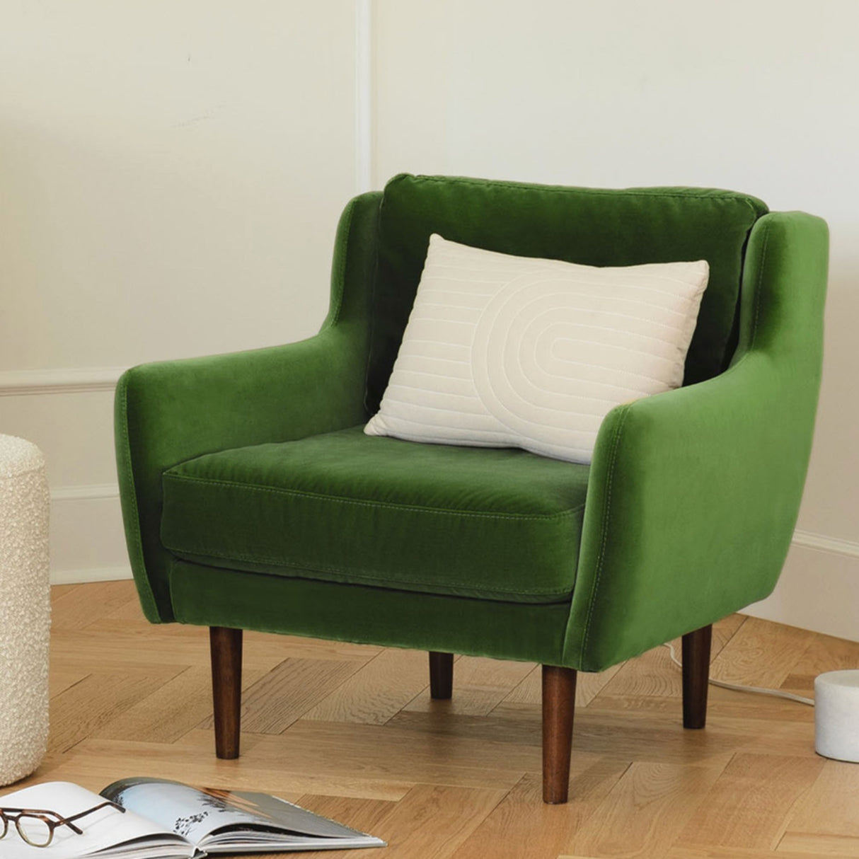 30.5" Velvet Lounge Chair (Grass Green) - Pull Up A Couch