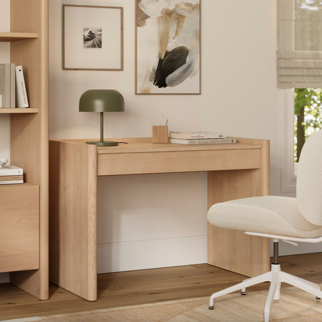 44" Wide White Oak Desk (Adjustable Height) - Pull Up A Couch
