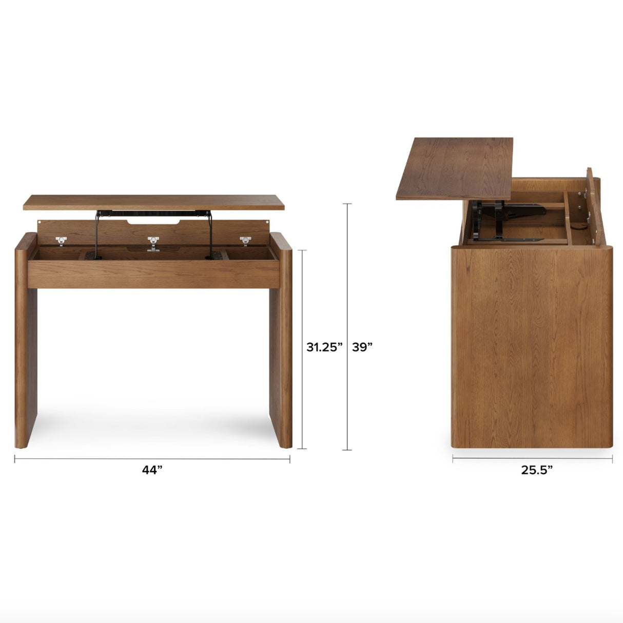 44" Wide Smoked Oak Desk (Adjustable Height) - Pull Up A Couch