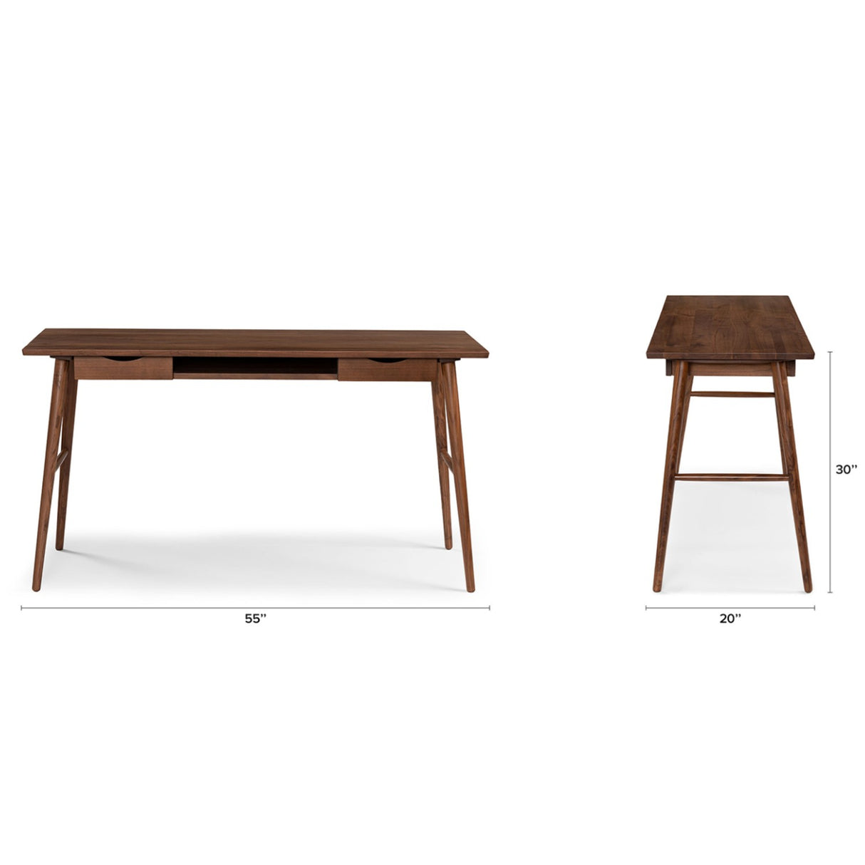55" MCM-Style Desk w/ Drawers (Walnut) - Pull Up A Couch