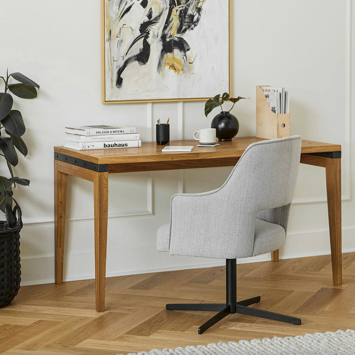 54" Wide Solid Wood Desk (Oak) - Pull Up A Couch