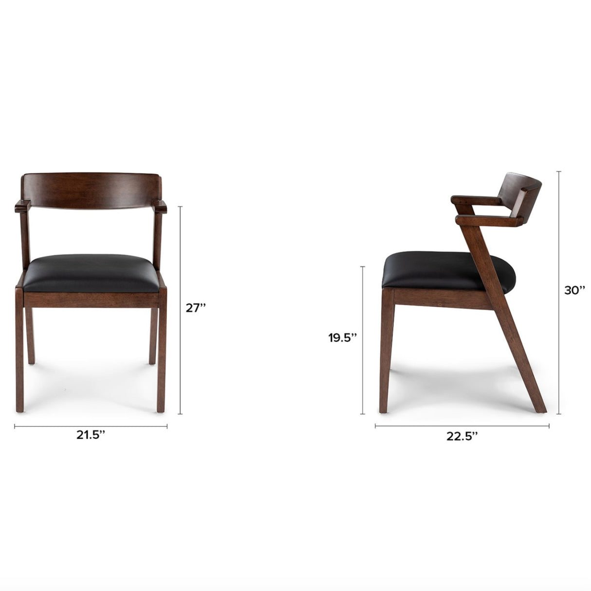 Genuine Leather Dining Chair (Black/Walnut) - Pull Up A Couch