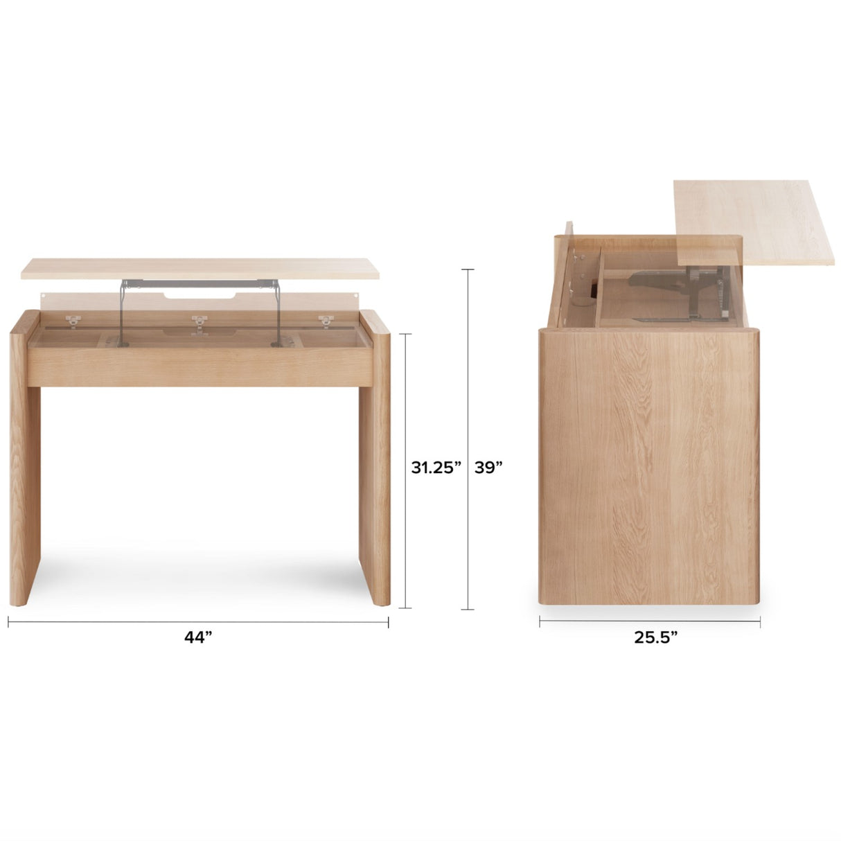 44" Wide White Oak Desk (Adjustable Height) - Pull Up A Couch