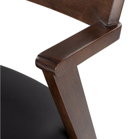 Genuine Leather Dining Chair (Black/Walnut) - Pull Up A Couch