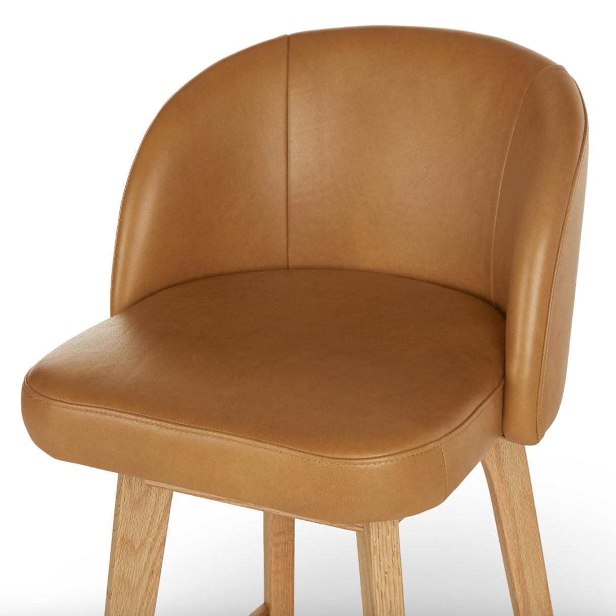 Genuine Leather Swivel Counter Stool (Tan/Oak) - Pull Up A Couch