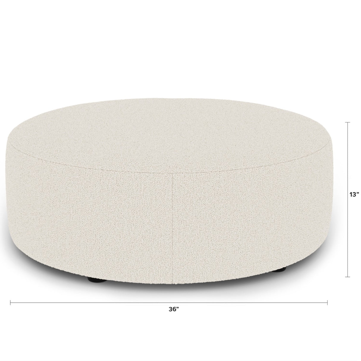 36" Round Ottoman (Ivory Wool Bouclé) - Pull Up A Couch