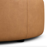 36" Round Leather Ottoman (Dakota Tan) - Pull Up A Couch