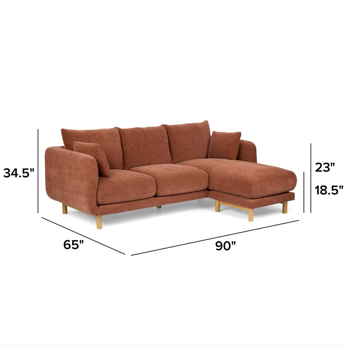 90" Sectional w/ Reversible Chaise (Hestia Caramel) - Pull Up A Couch