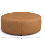 36" Round Leather Ottoman (Dakota Tan) - Pull Up A Couch