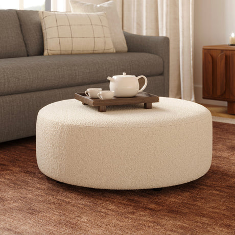 36" Round Ottoman (Ivory Wool Bouclé) - Pull Up A Couch