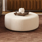 36" Round Ottoman (Ivory Wool Bouclé) - Pull Up A Couch