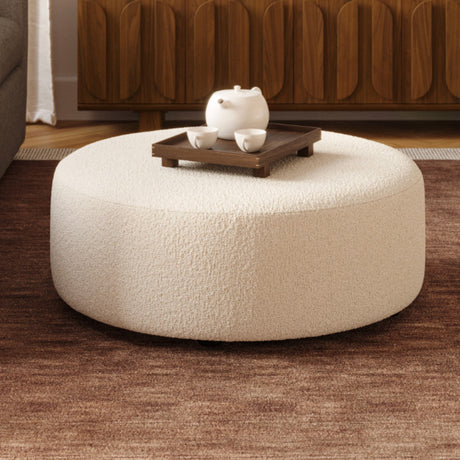 36" Round Ottoman (Ivory Wool Bouclé) - Pull Up A Couch