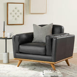 Black Leather MCM-Style Chair