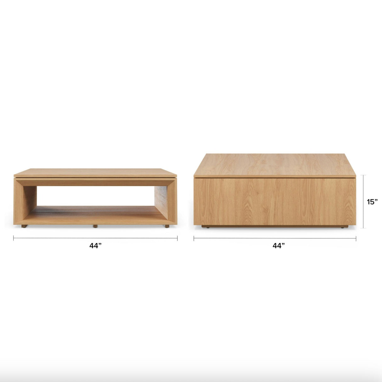 44" Square Coffee Table w/ Storage (White Oak)