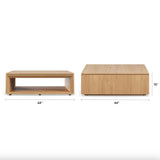 44" Square Coffee Table w/ Storage (White Oak)