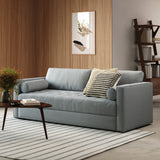 Article 88-inch MCM-style silver light blue sleeper sofa bed with modern design and plush cushions in a living room setting.