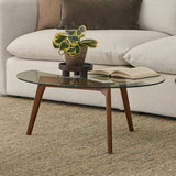 Circular Glass-Top Coffee Table (Walnut)