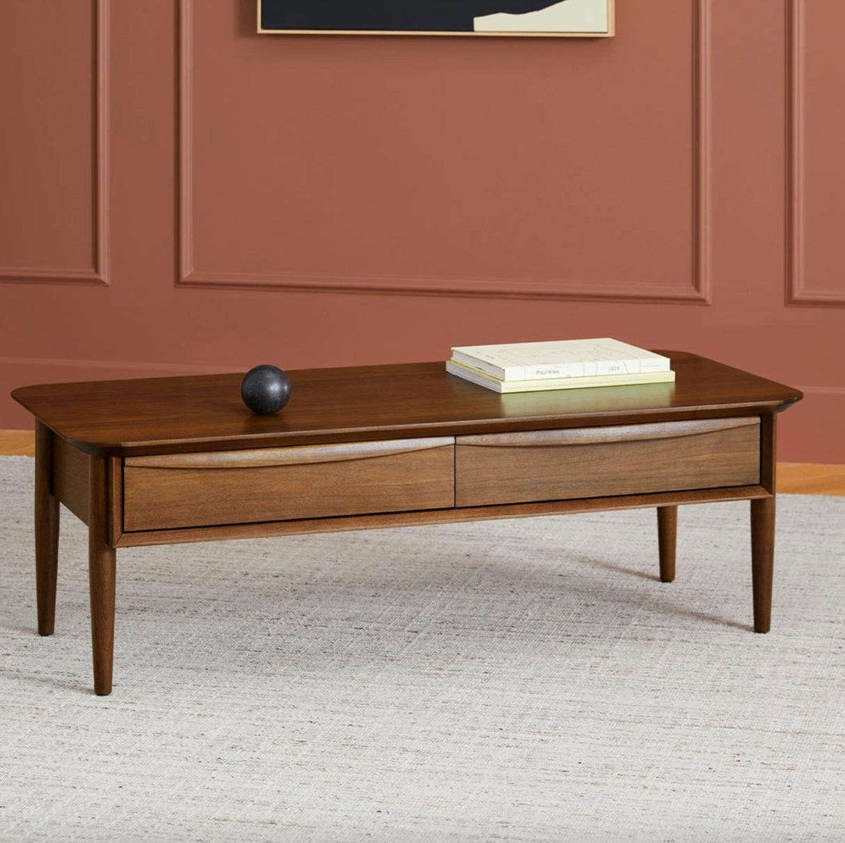 Walnut MCM-Style Coffee Table w/ Storage