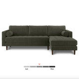 Tufted Sectional w/ Chaise + Ottoman (Fir Green)