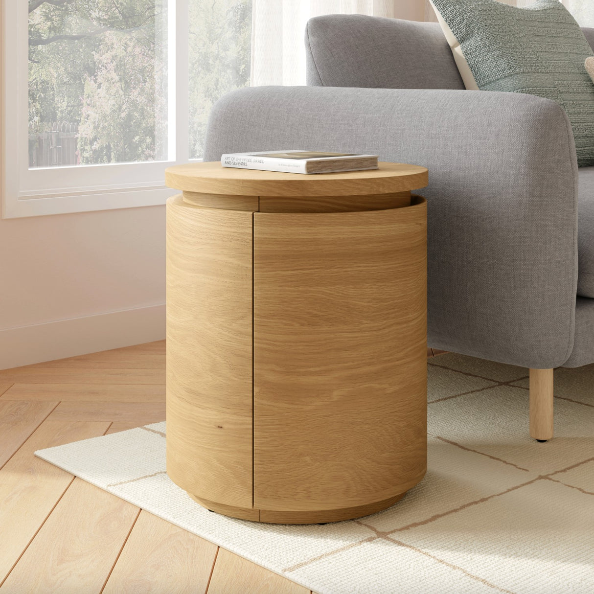MCM-Style Storage Side Table (Natural Oak)