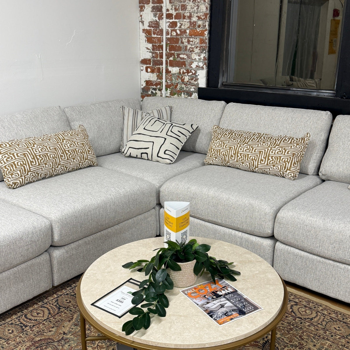 Fusion Barrington Modular Corner Sectional, five-piece living room sofa with plush cushions and modern design.