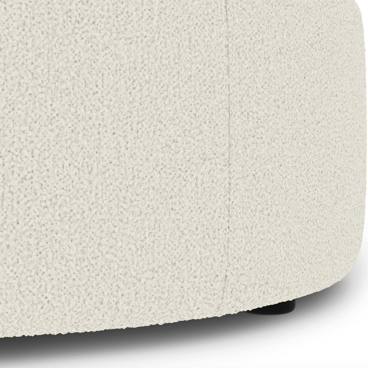 MCM-Style Round Ottoman (Ivory Wool Bouclé)