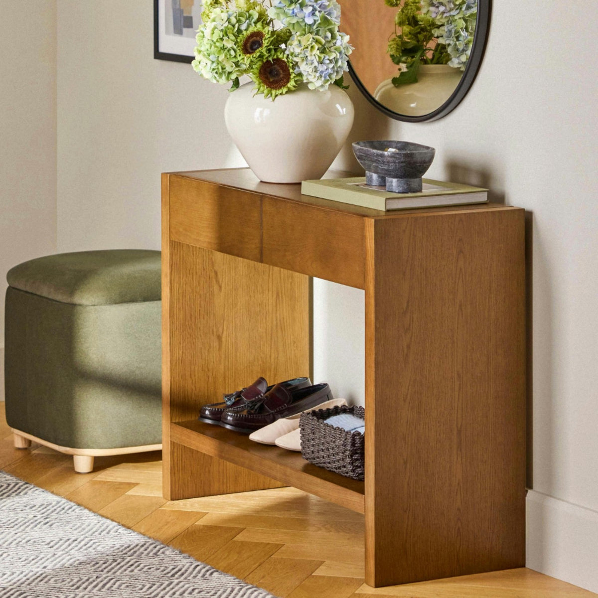 37" MCM Storage Console (Smoked Oak)