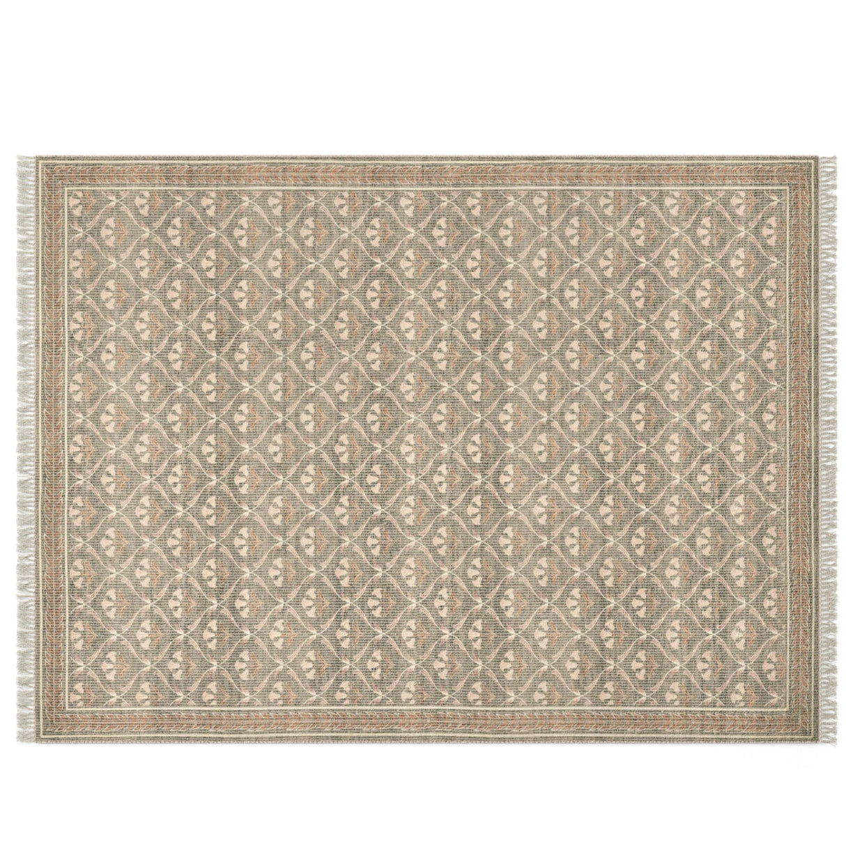 9' x 12' Reversible Area Rug (Olive Green/Beige)